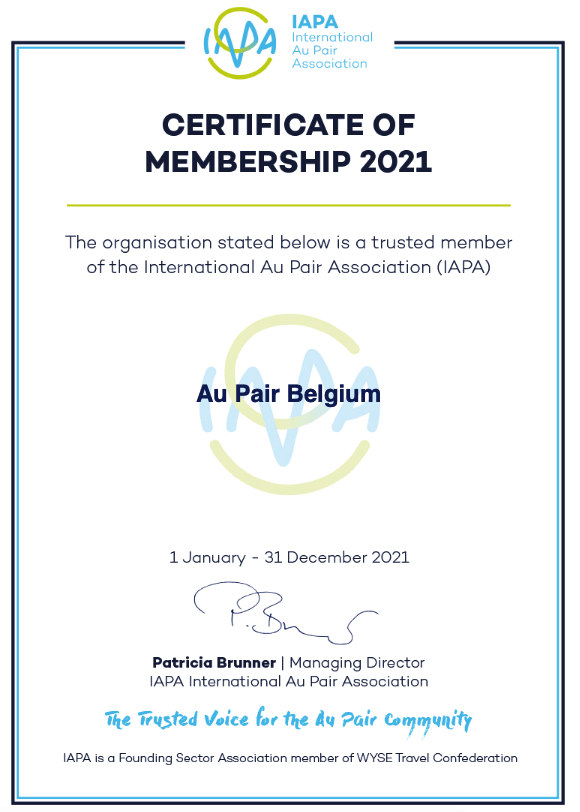 Au Pair Belgium IAPA 2021